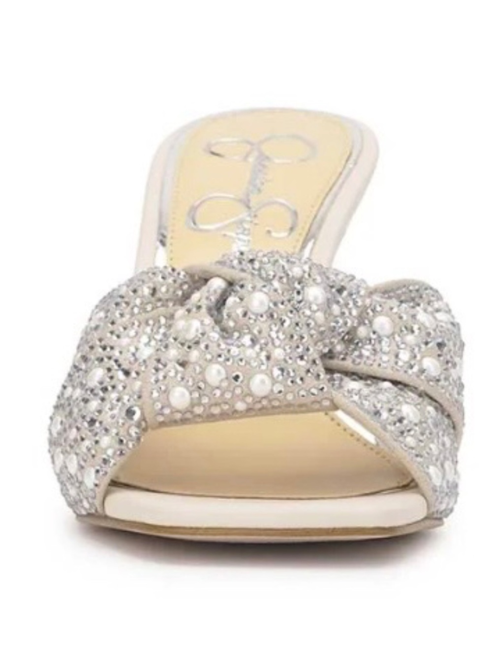 Jessica Simpson Evirra Crystal Rhinestone Pearl heels sandals 9.5 wedding Bridal
